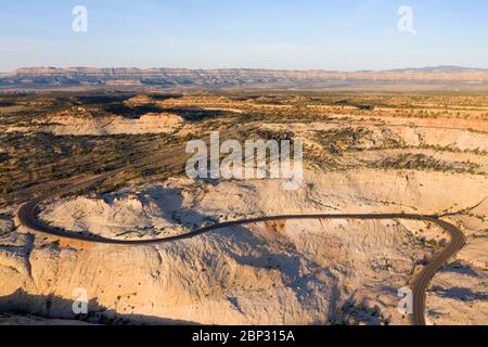 Aerial abstract views of Head of the Rocks overlook along scenic Utah highway 12 Stock Photo