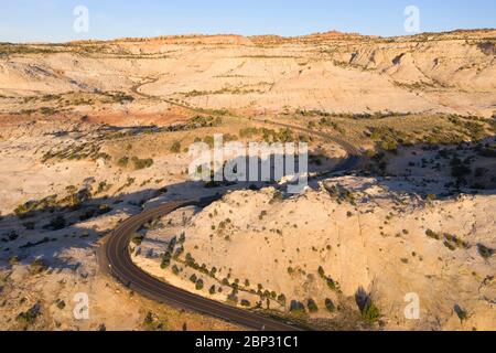 Aerial abstract views of Head of the Rocks overlook along scenic Utah highway 12 Stock Photo