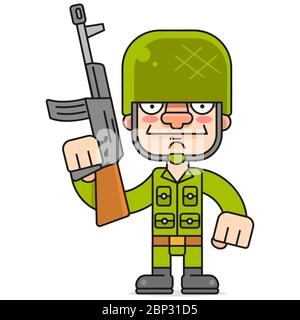 Soldier With Rifle Vector Illustration On White Background For Your Design Stock Vector