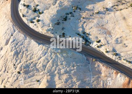 Aerial abstract views of Head of the Rocks overlook along scenic Utah highway 12 Stock Photo