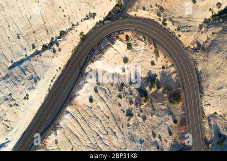 Aerial abstract views of Head of the Rocks overlook along scenic Utah highway 12 Stock Photo