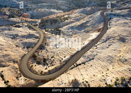 Aerial abstract views of Head of the Rocks overlook along scenic Utah highway 12 Stock Photo