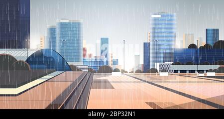 City street traffic on rainy day. Vector cartoon illustration of cars ...