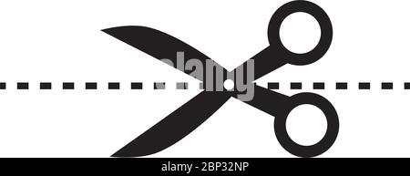Scissors with cut lines icon vector illustration on white Stock Vector