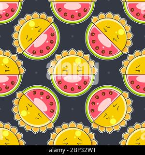 Seamless Background With Watermelon Slices. Vector Illustration. Stock Vector