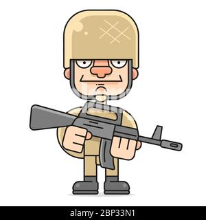 Profession: Soldier Vector Illustration On White Background For Your Design Stock Vector