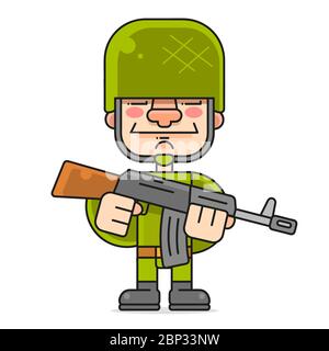 Special Forces In A Hard Hat. Vector Character On A White Background Stock Vector