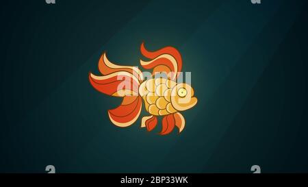 Goldfish Isolated On A Dark Background. Low-poly Vector Illustration . Digital Images Consist Of Lines And Dots Stock Vector