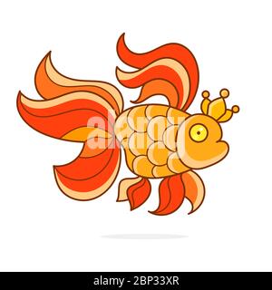 Vector Illustration Of A Cartoon Fish On A White Background Print For A T-shirt Stock Vector
