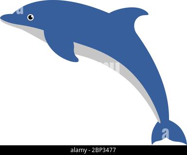 Dolphin blue icon flat vector icon isolated on white Stock Vector