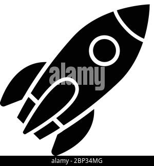 Rocket ship icon black flat isolated on white background Stock Vector