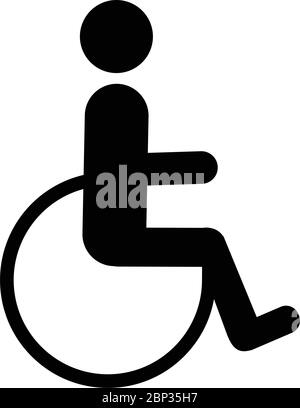 Disabled handicap icon vector black symbol illustration on white Stock Vector