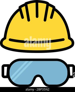 Yellow helmet glasses icon vector illustration isolated Stock Vector