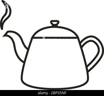 teapot kettle line icon isolated on white vector Stock Vector