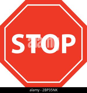 Vector illustration of Stop sign isolated on pure white Stock Vector