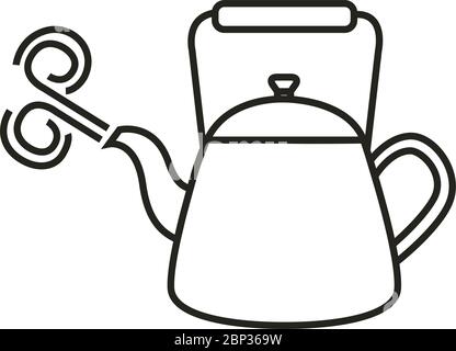vector teapot kettle line icon isolated on white Stock Vector
