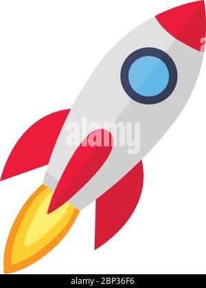 Colored rocket ship icon in flat design. Simple spaceship icon isolated ...