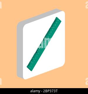 Ruler Simple vector icon. Illustration symbol design template for web mobile UI element. Perfect color isometric pictogram on 3d white square. Ruler i Stock Vector