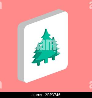 Christmas Spruce Simple vector icon. Illustration symbol design template for web mobile UI element. Perfect color isometric pictogram on 3d white squa Stock Vector