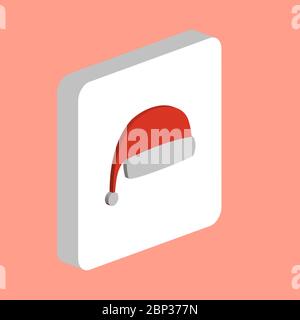 Winter Christmas Cap Simple vector icon. Illustration symbol design template for web mobile UI element. Perfect color isometric pictogram on 3d white Stock Vector