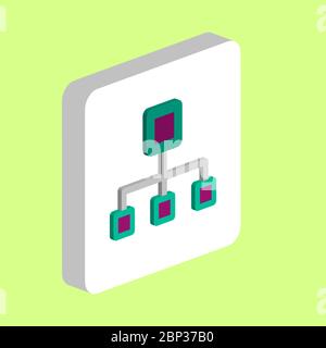 Flow Chart Simple vector icon. Illustration symbol design template for web mobile UI element. Perfect color isometric pictogram on 3d white square. Fl Stock Vector