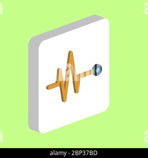 Pulse, Cardiogram Simple vector icon. Illustration symbol design template for web mobile UI element. Perfect color isometric pictogram on 3d white squ Stock Vector