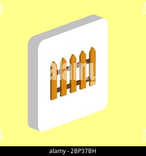 Wooden Fence Simple vector icon. Illustration symbol design template for web mobile UI element. Perfect color isometric pictogram on 3d white square. Stock Vector