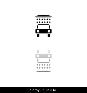 Car wash. Black symbol on white background. Simple illustration. Flat Vector Icon. Mirror Reflection Shadow. Can be used in logo, web, mobile and UI U Stock Vector