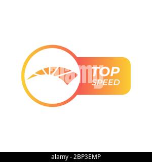 Speedometer icon, vector . Gradient Top Speed icon with speedometer Stock Vector