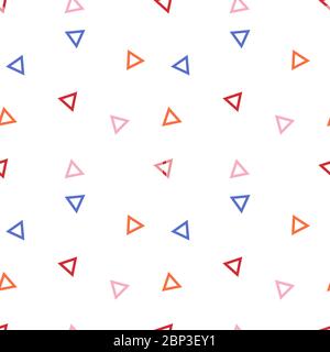 Seamless geometric pattern with colours triangles isolated on white Stock Vector