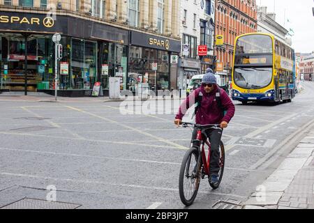 Dublin, Ireland. May 2020. Limited footfall and traffic in Dublin City Centre and shops and businesses closed due to Covid-19 pandemic restrictions. Stock Photo