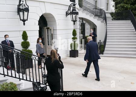 Washington, United States. 17th May, 2020. United States President Donald Trump returns to the White House in Washington, DC on Sunday, May 17, 2020 from a weekend trip to Camp David. Photo by Chris Kleponis/UPI Credit: UPI/Alamy Live News