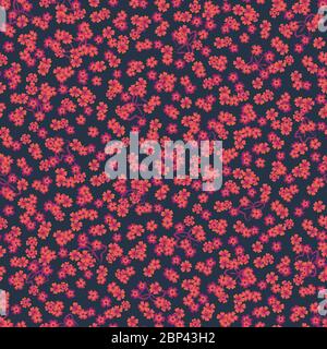 pink pelargonies seamless vector pattern on dark Stock Vector