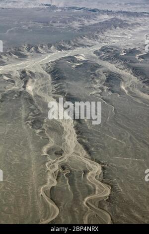 Dry river beds, Nazca desert southern Peru Stock Photo