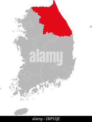 Gangwon province highlighted on South korea map. Business concepts and backgrounds. Stock Vector