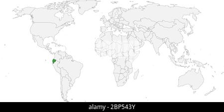 Ecuador country isolated on world map. Light gray background. Business concepts and Backgrounds. Stock Vector