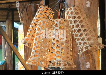 photo of wicker baskets made from bamboo Stock Photo