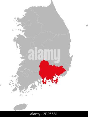 South gyeongsang province highlighted on South korea map. Business concepts and backgrounds. Stock Vector