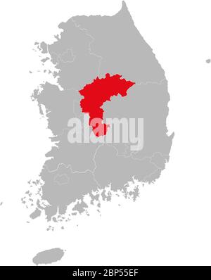 North chungcheong province highlighted on South korea map. Business concepts and backgrounds. Stock Vector