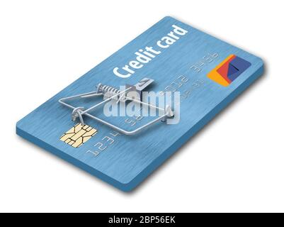 Here is a credit card that looks like a mousetrap. Stock Vector