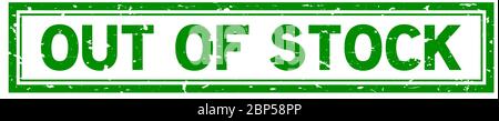 Grunge green sold out square rubber seal stamp on white background ...