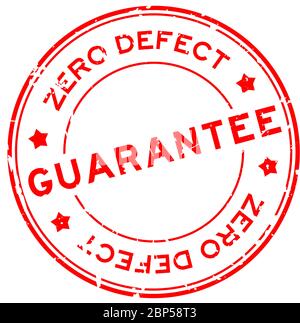 Grunge red zero defect guarantee word round rubber seal stamp on white background Stock Vector