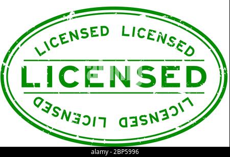 Grunge green licensed word oval rubber seal stamp on white background Stock Vector