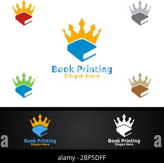 Book Printing Company Vector Logo Design for Book sell, Book store, Media, Retail, Advertising, Newspaper or Paper Agency Concept Stock Vector