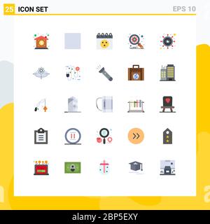 Modern Set of 25 Flat Colors Pictograph of idea, business, database, vision, eye Editable Vector Design Elements Stock Vector