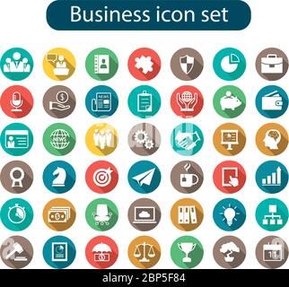 Complete business icon set for web design, graphics design and UI/UX design. Stock Vector
