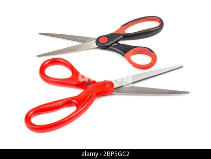Scissors with plastic handles isolated on white background Stock Photo