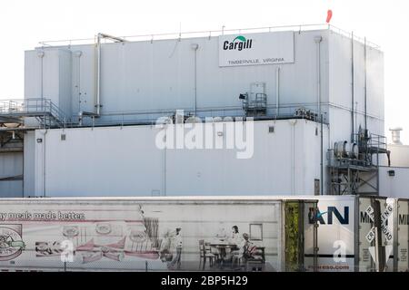 A logo sign outside of a Cargill poultry processing plant in Timberville, Virginia on May 13, 2020. Stock Photo