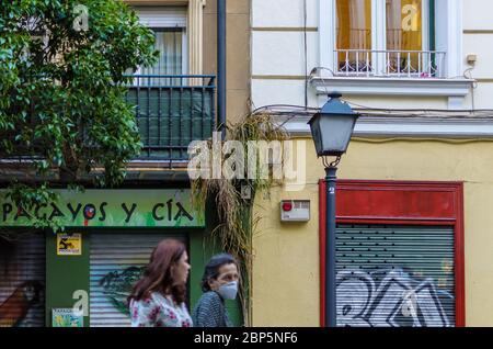 Madrid, Spain, 7 th May 2020. View of a  street of Chamberi quarter. Madrid city, Spain. Credit: Enrique Davó Stock Photo