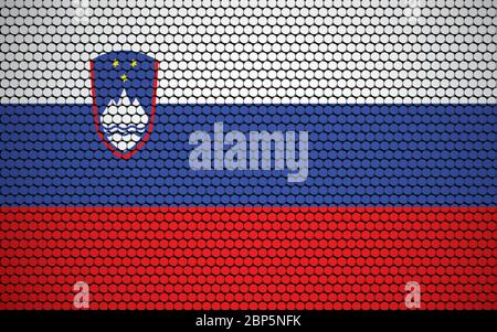 Abstract flag of Slovenia made of circles. Slovenian flag designed with colored dots giving it a modern and futuristic abstract look. Stock Vector
